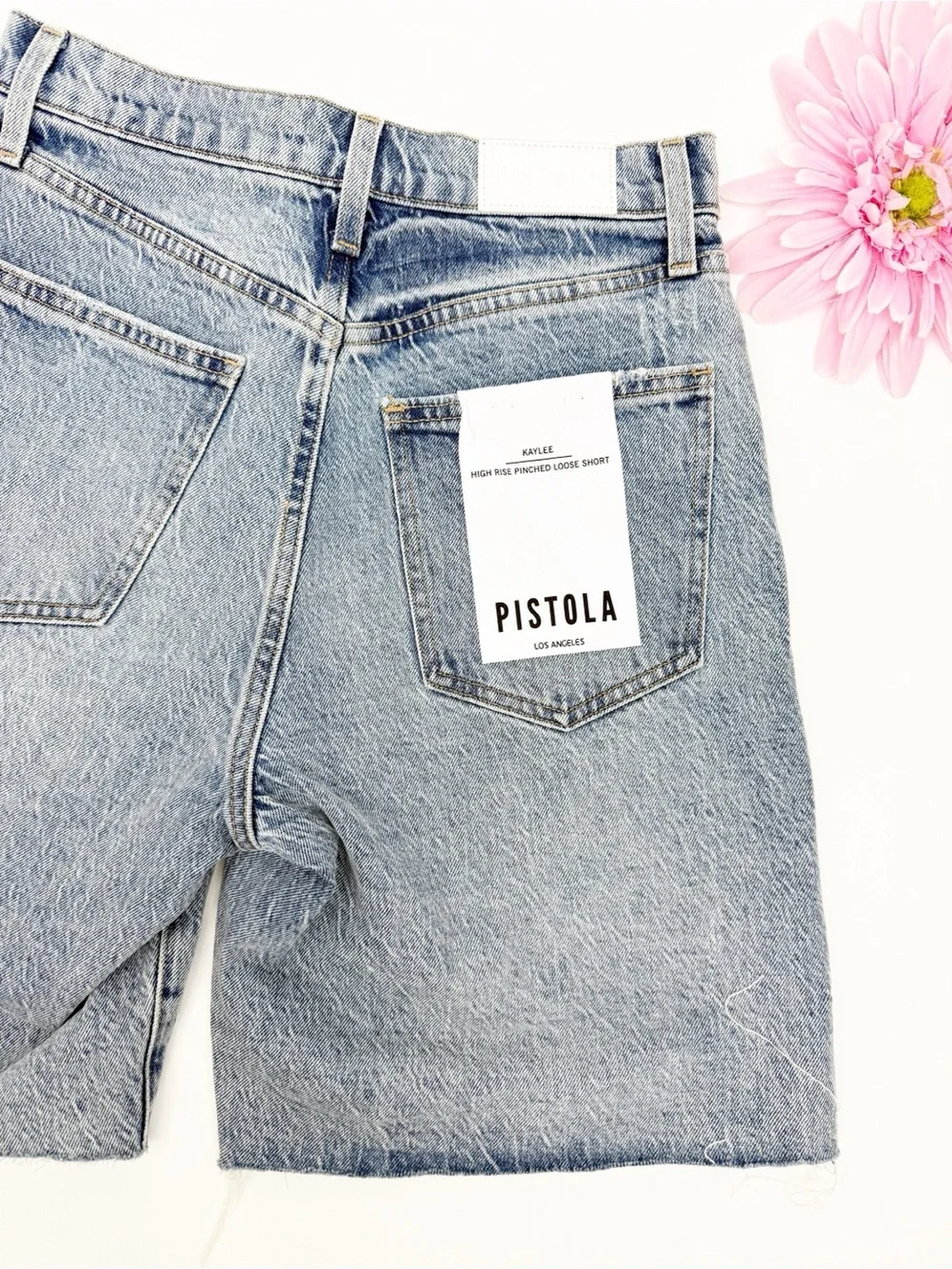 Pistola Kaylee High Rise Pinched Loose Straight Jean Short in Boulder Wash Blue